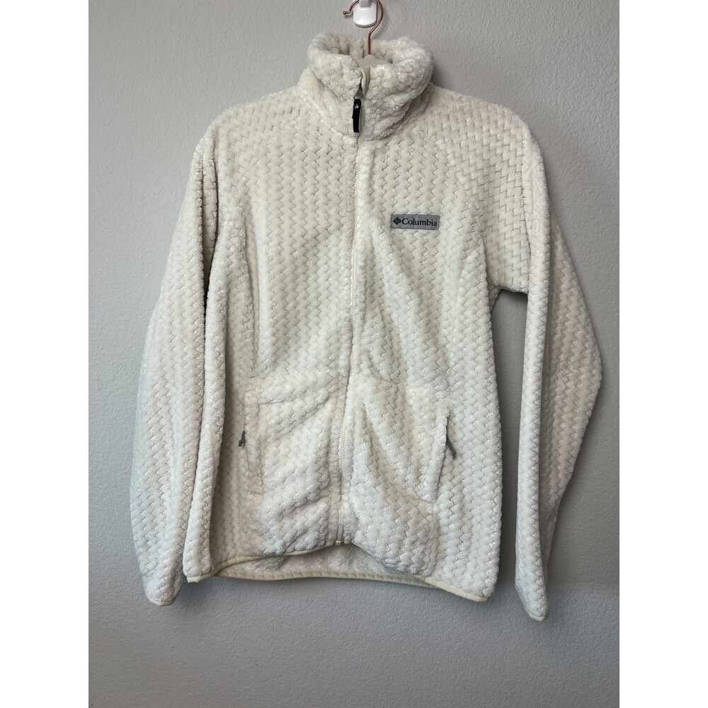 Columbia Women White Sherpa Fleece Full Zip Jacket Size XS Winter Cozy